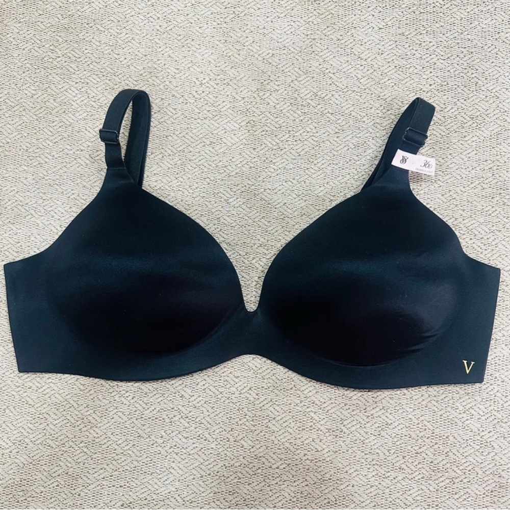 Victoria's Secret Rose 36 D Bare Infinity Flex Lightly Lined Black Bra VS NWT